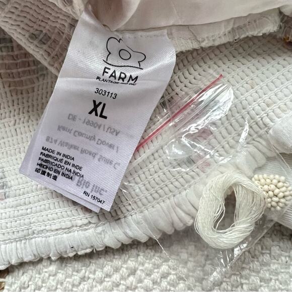 Farm Rio Mixed Cross Stitch Flowers Embroidered Long Balloon Sleeves Crop Top XL - Picture 9 of 14